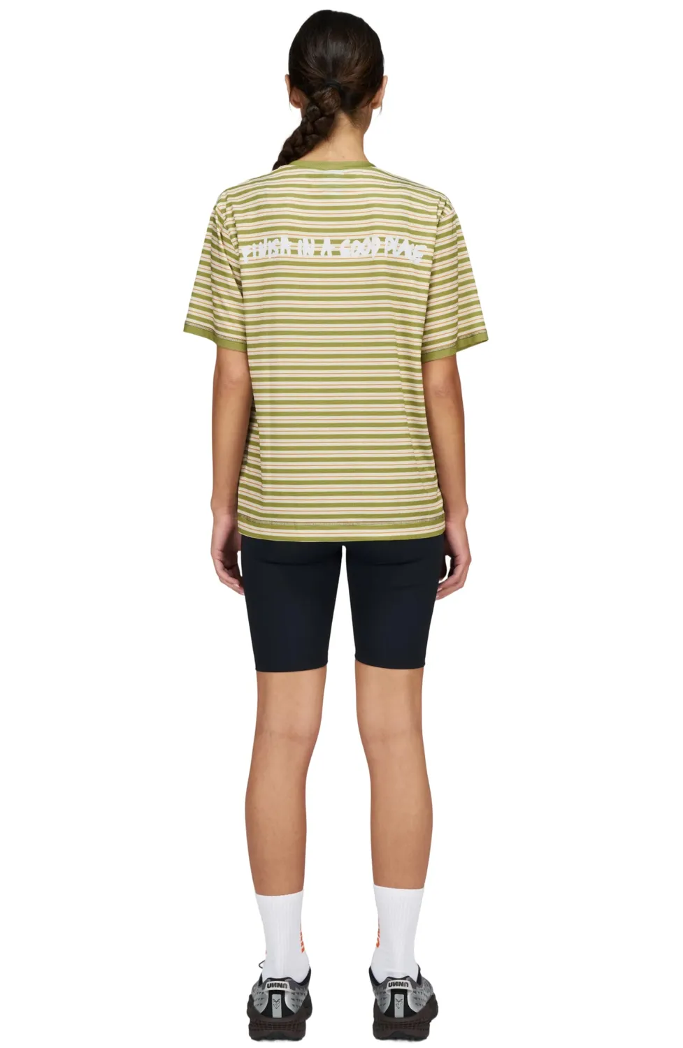 UNNA Wavy Tee Striped W Laufshirt Sage Stripe