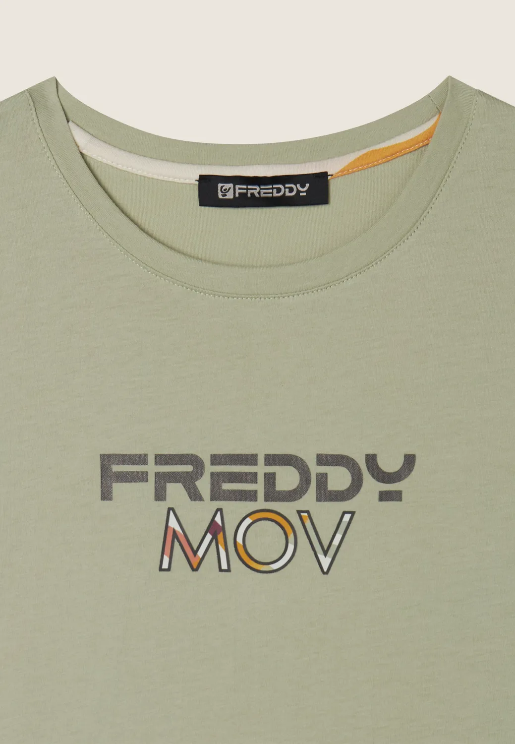 Freddy Cropped T-Shirt Fusion Coral mit Schlitzen