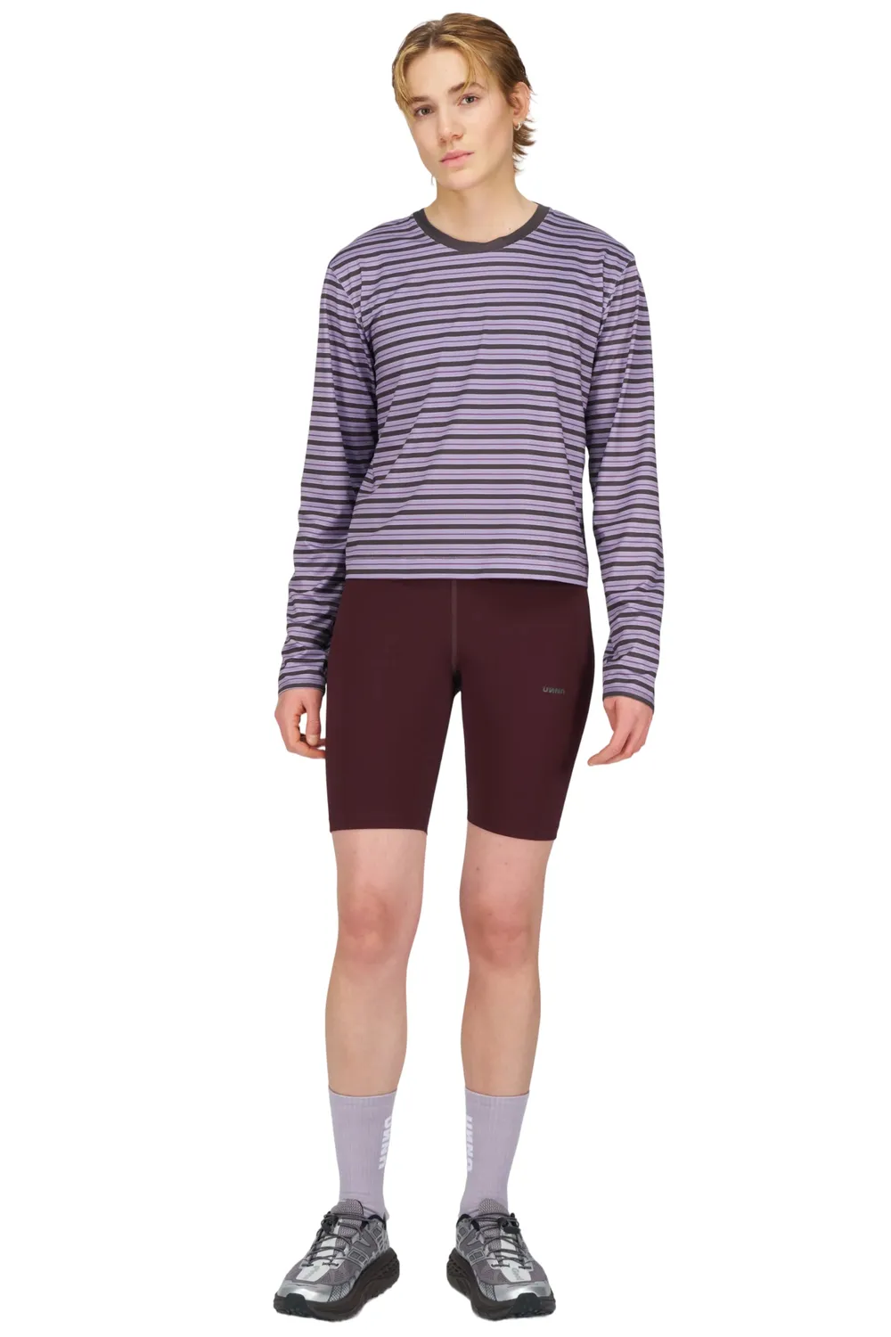 UNNA Striped LS W Laufshirt Grape Recycling-Polyester