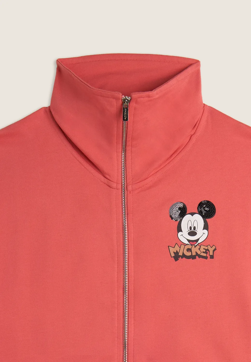 Freddy Mickey Mouse Sweatjacke Stehkragen Weiß Pailletten