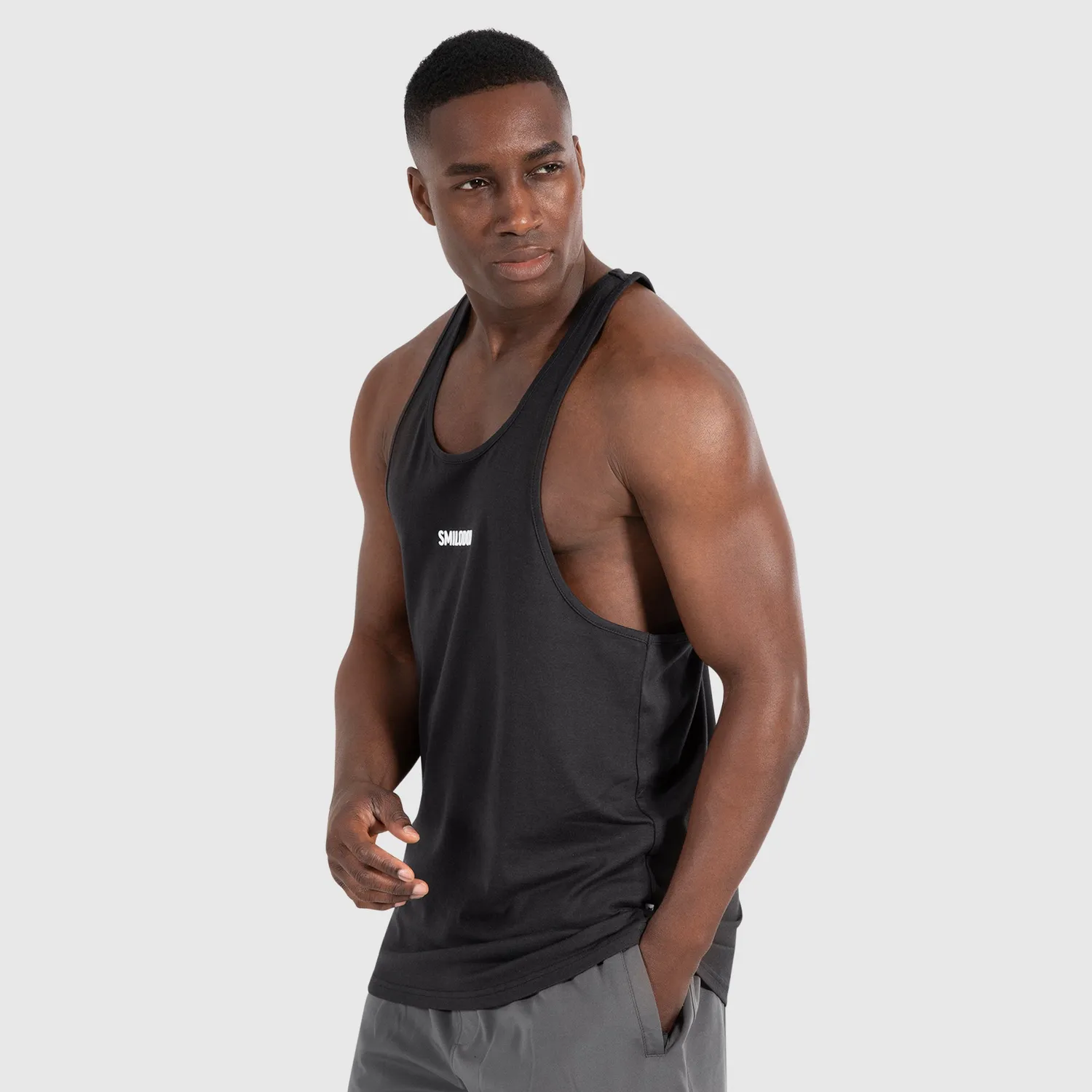 Smilodox Leno Modal Stringer Herren Schwarz Regular Fit