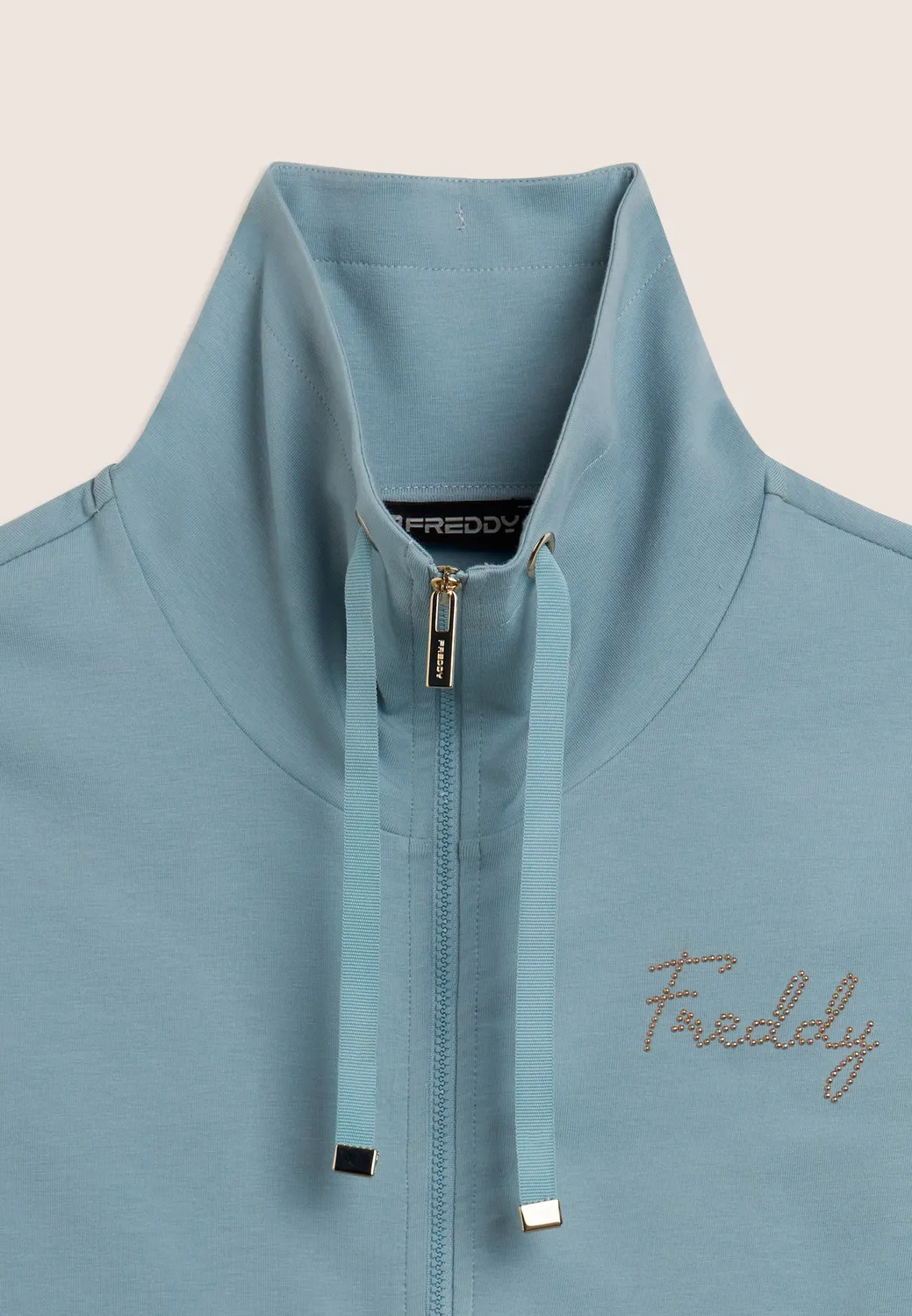 Freddy Zip-Sweatjacke Dark Denim hoher Kragen