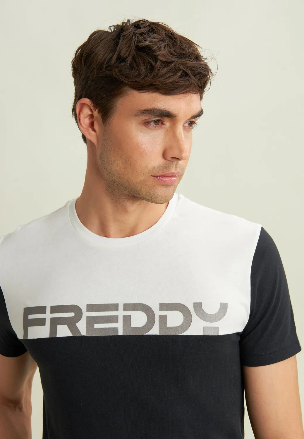 Freddy Colour Block T-Shirt Herren schwarz weiß Baumwolle
