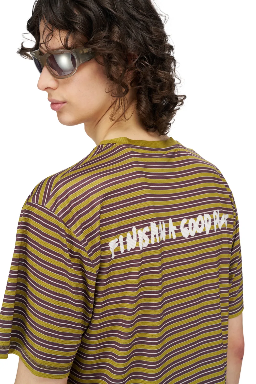 UNNA Wavy Striped Laufshirt Herren Mud Gold perforiert
