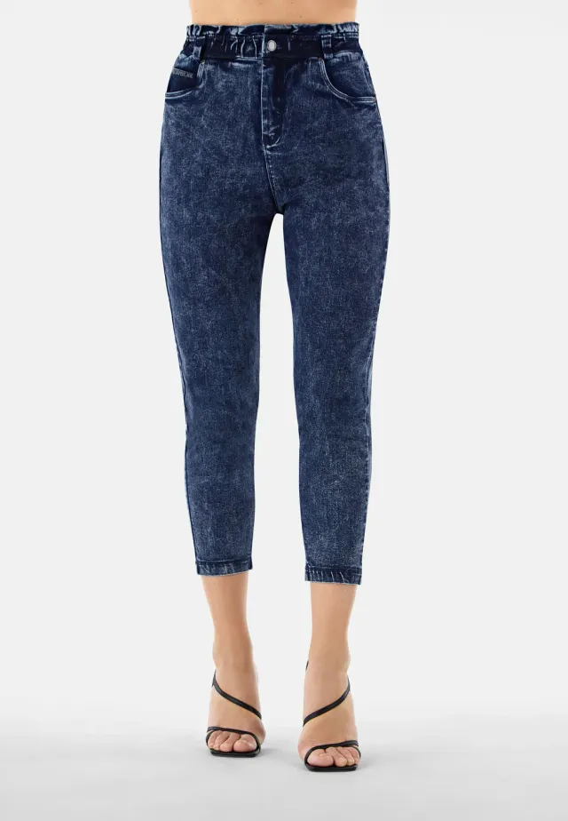 Freddy Black Skinny Jeans Marble superhoher Bund weiß