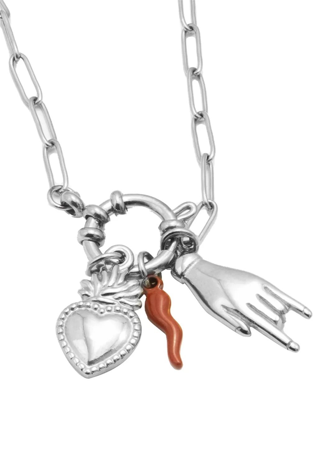 Freddy Kette Silber Herz Edelstahl 45 cm Charms