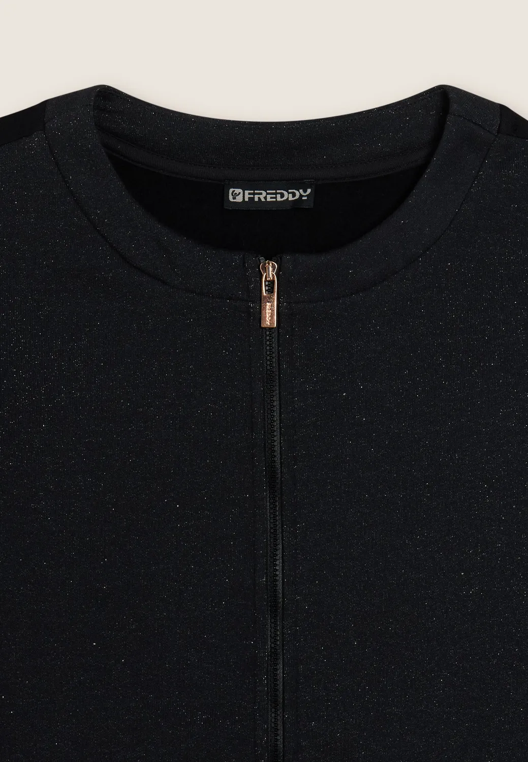 Freddy Full-Zip Sweatjacke Damen schwarz Lurex warm