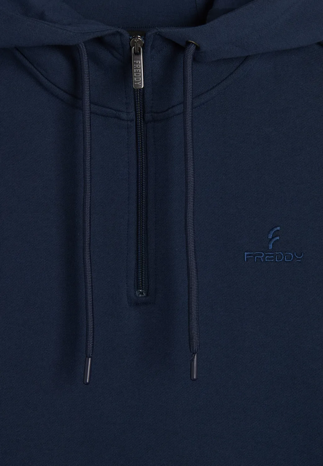 Freddy Half-Zip Hoodie Baumwolle Schwarz mit Kapuze
