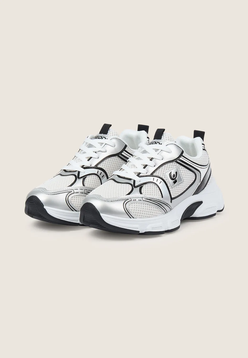 Freddy Sneakers White-Silver Mesh Memory-Foam Damen