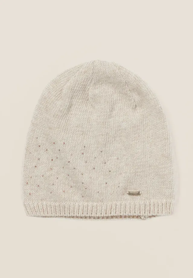 Freddy Beanie Mütze Damen Schwarz Strass Einheitsgröße