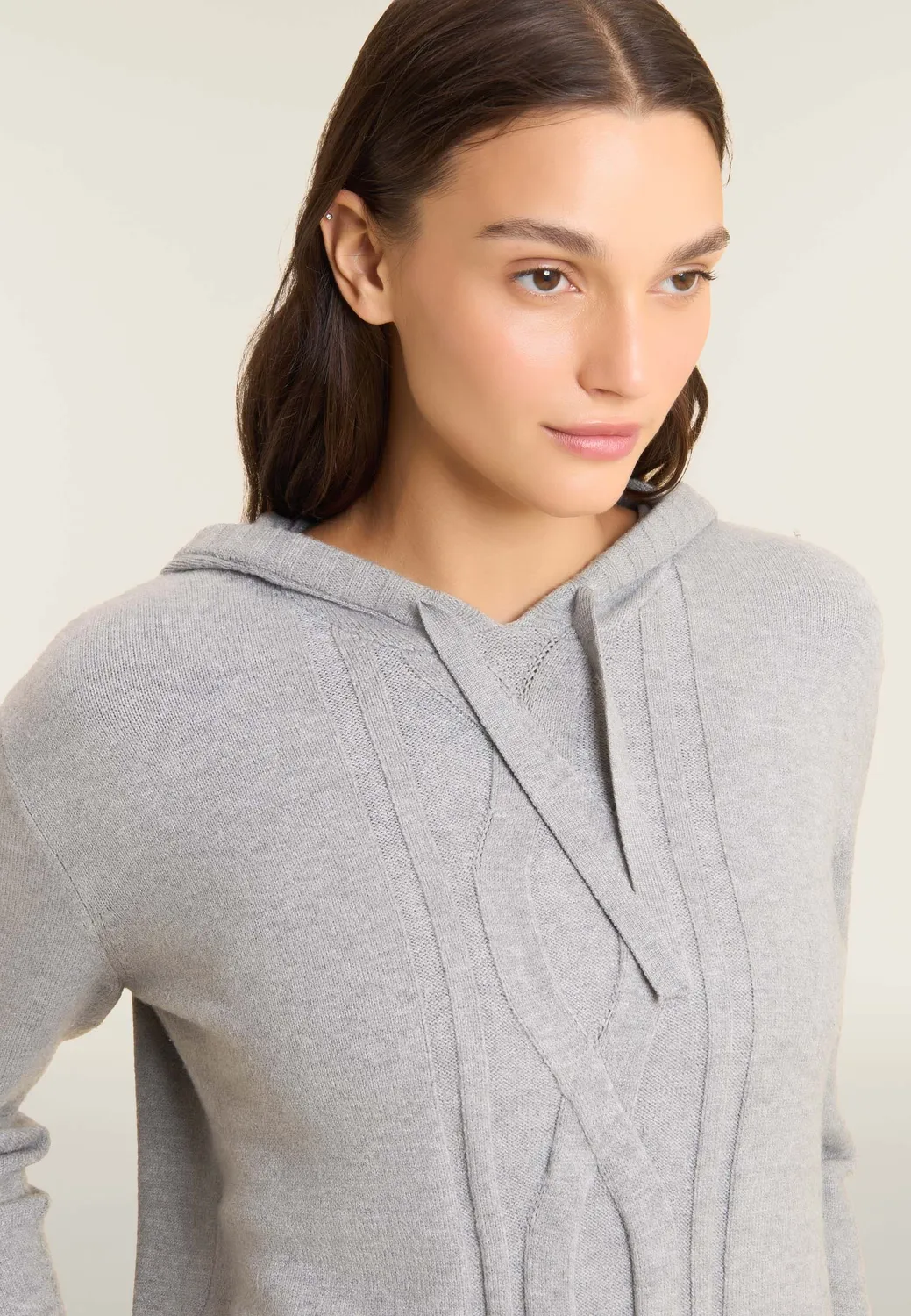 Freddy Strick-Hoodie Zopfmuster Melange Gray