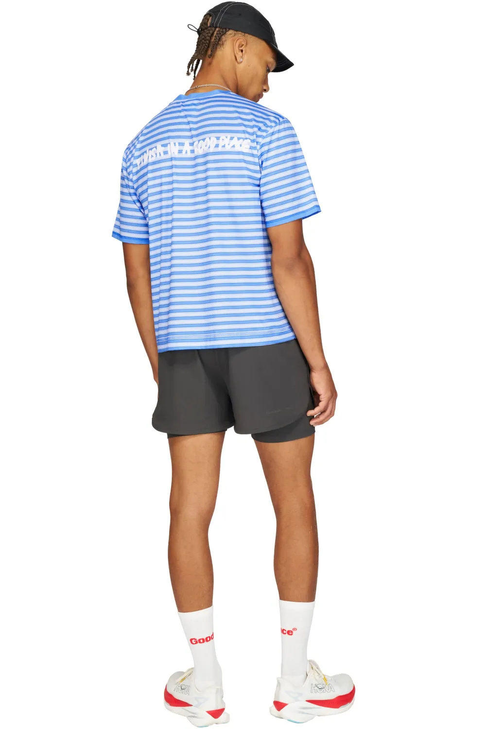 UNNA Wavy Tee Striped Laufshirt Business Blue Herren