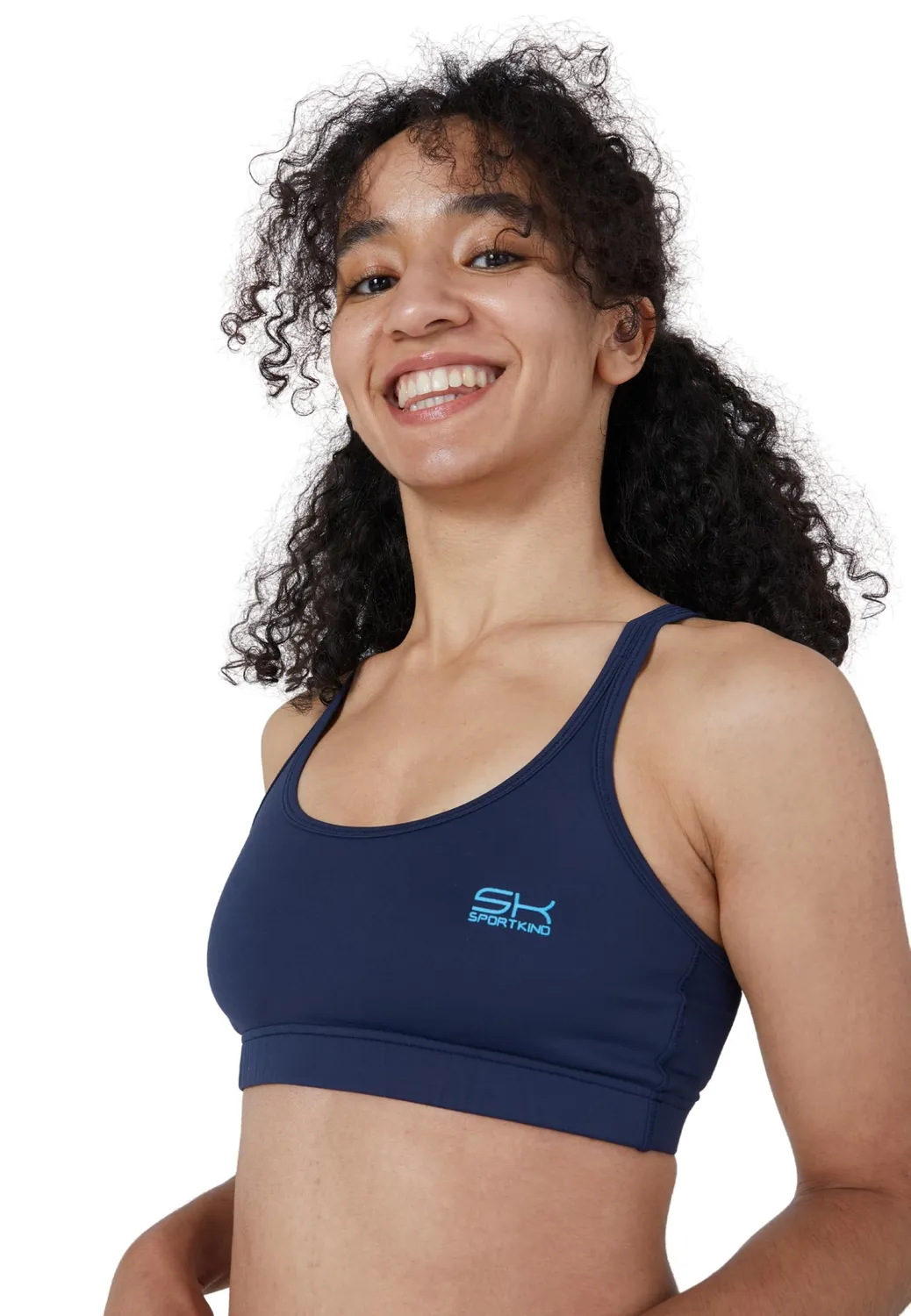 SPORTKIND Sport BH gekreuzte Träger Bustier schwarz