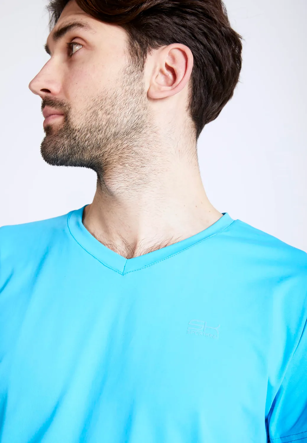 SPORTKIND V-Ausschnitt T-Shirt türkis S UV-Schutz