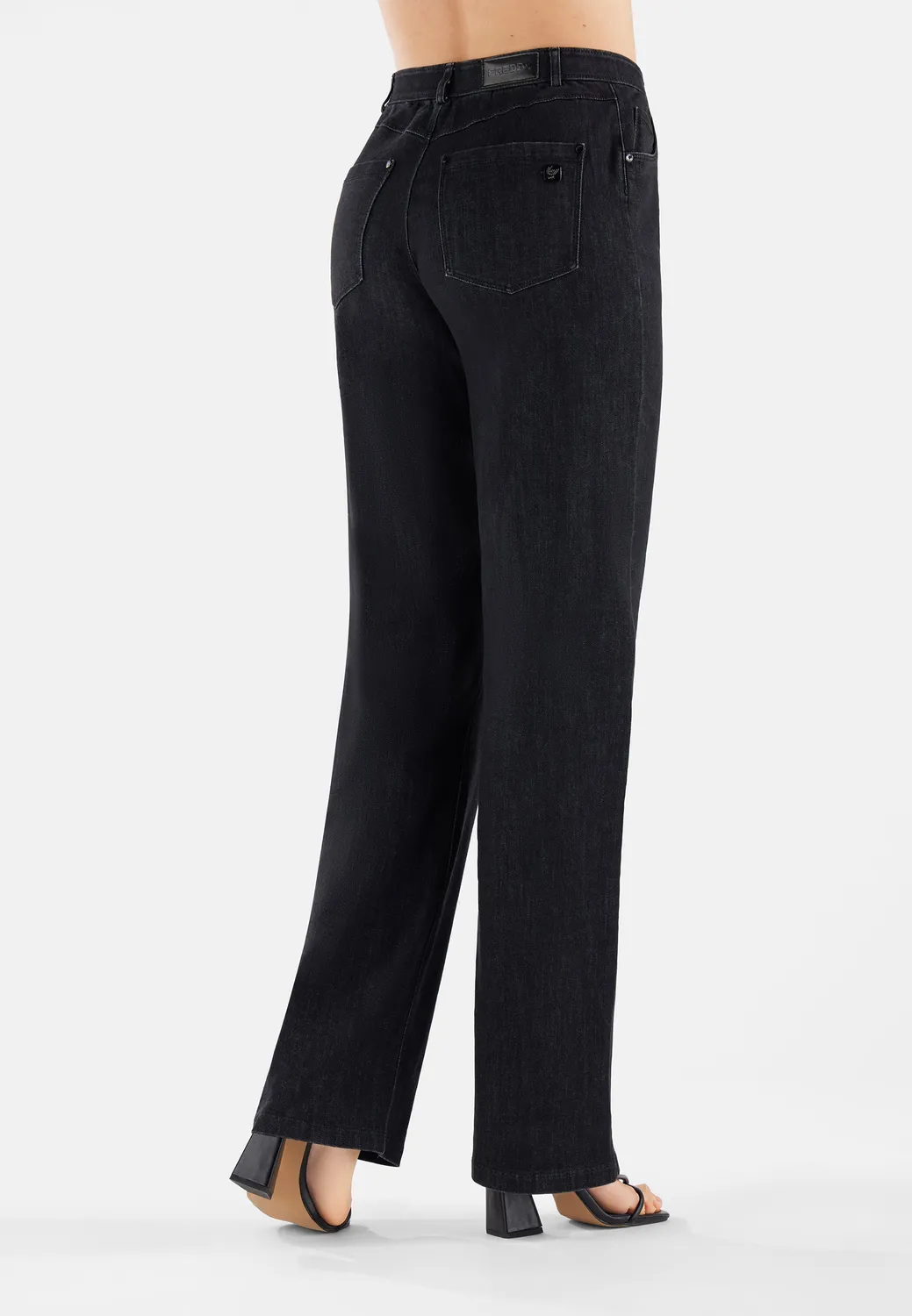 Freddy Black Wide Leg Jeans J7N Regular Waist dehnbar