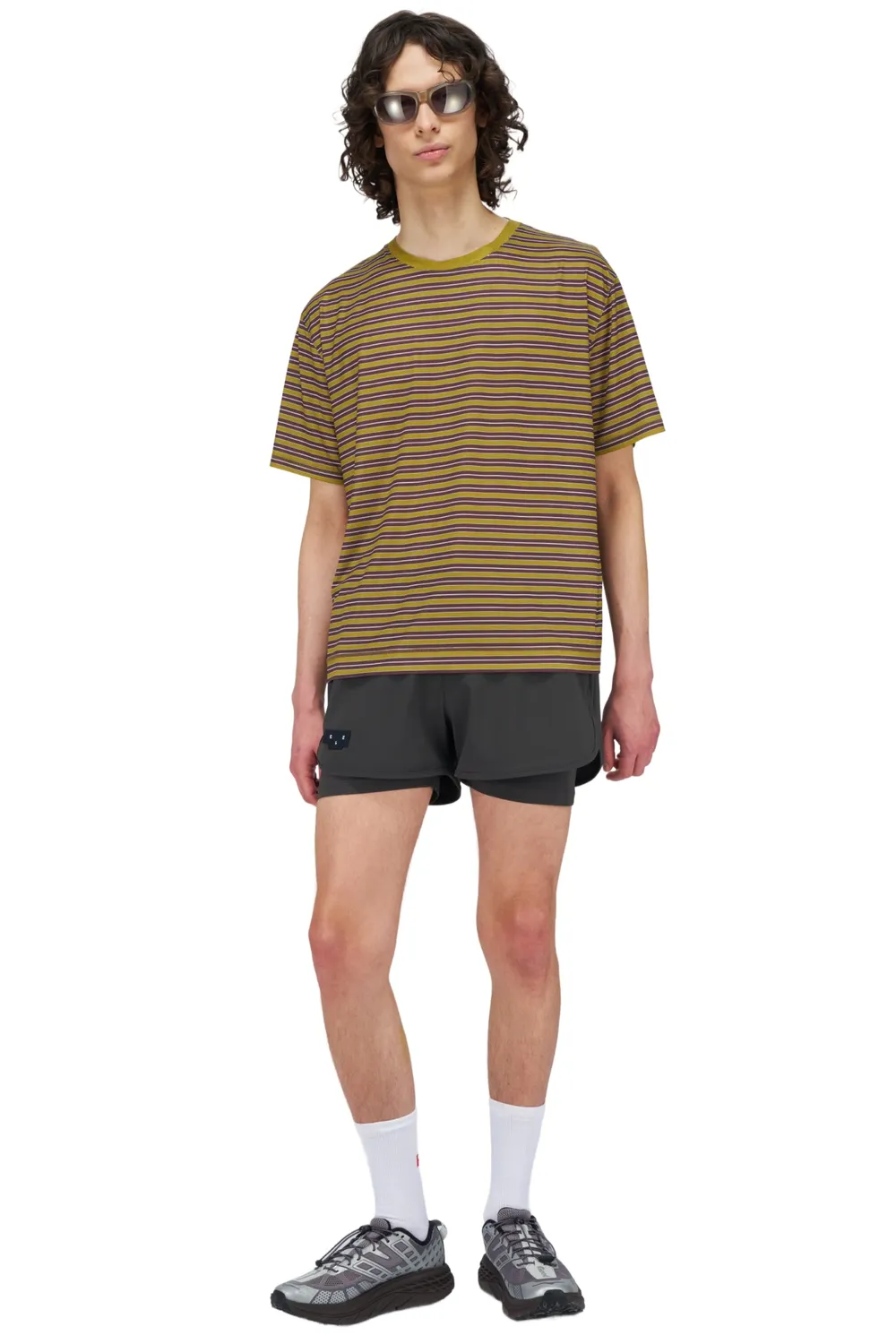 UNNA Wavy Striped Laufshirt Herren Mud Gold perforiert