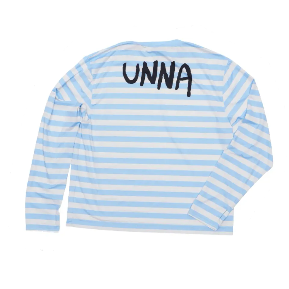 UNNA Striped LS Laufshirt Baby Blue langarm schnelltrocknend
