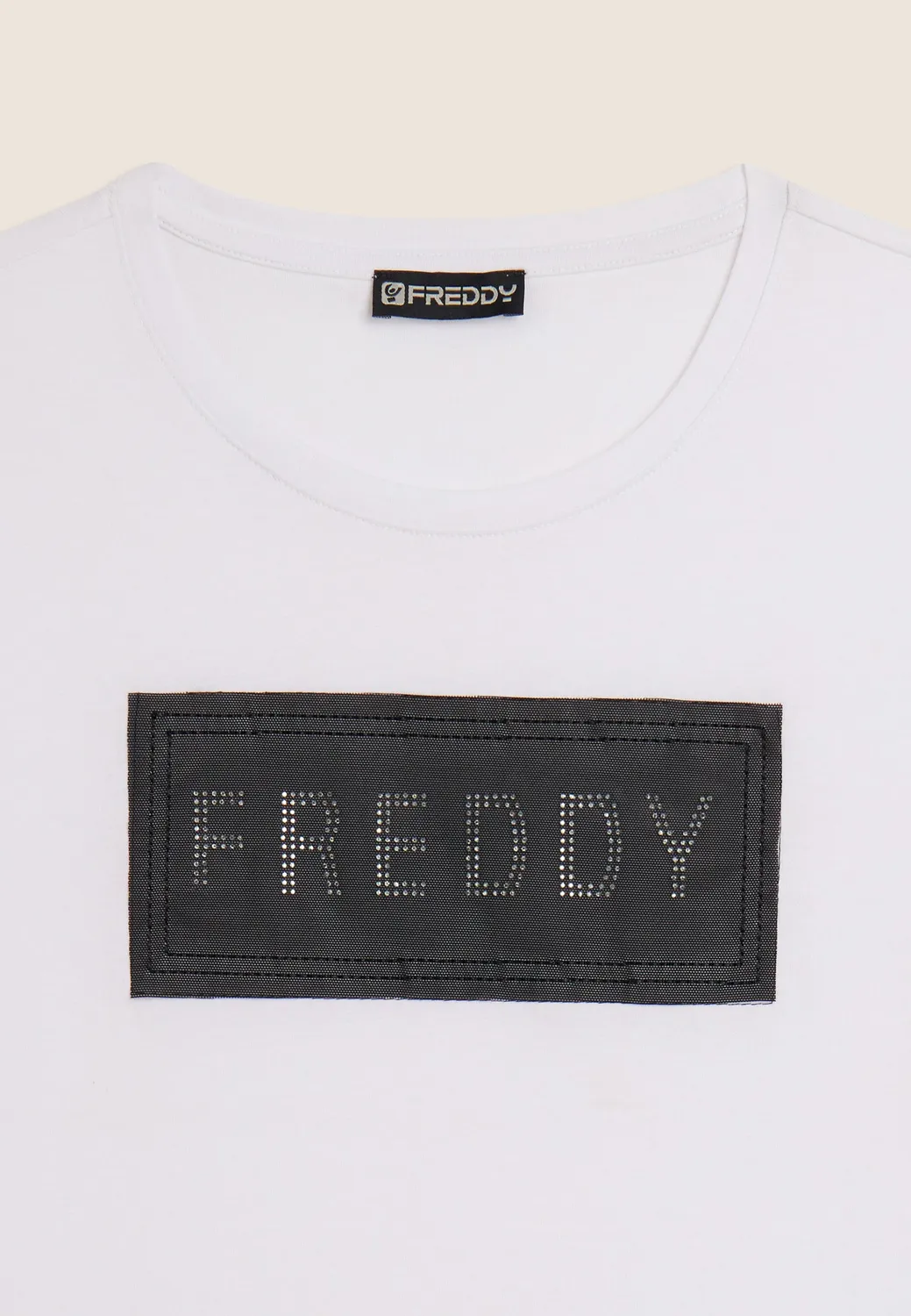 Freddy T-Shirt Supima Schwarz Strass-Mesh Sport-Chic
