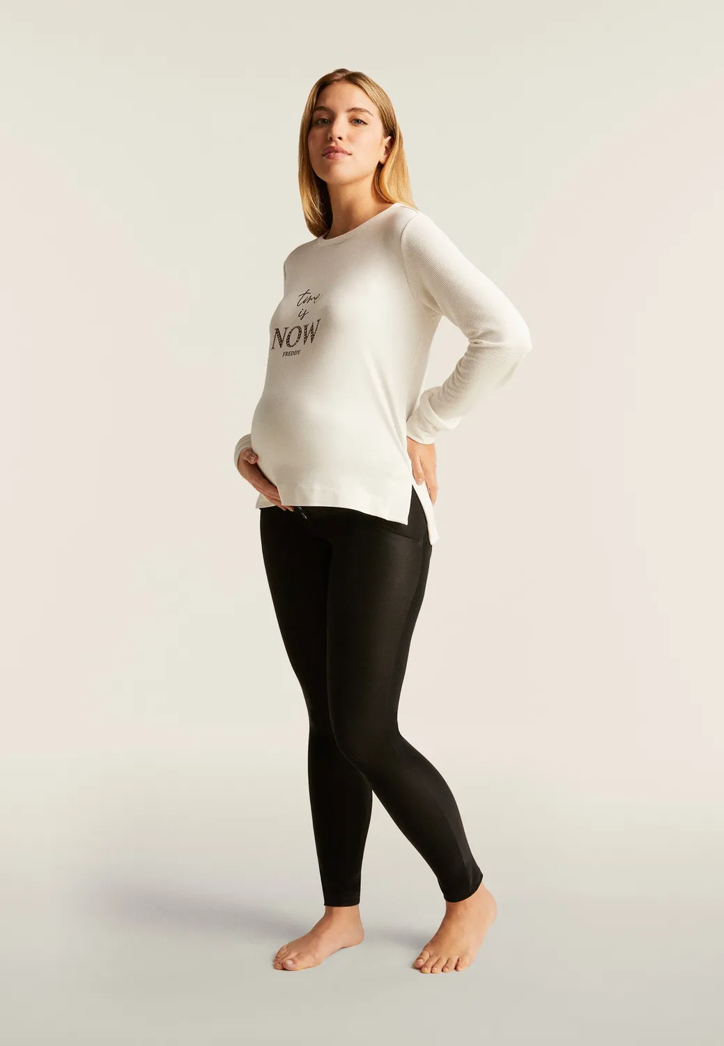 Freddy WR.UP Maternity Leggings Schwarz Wetlook