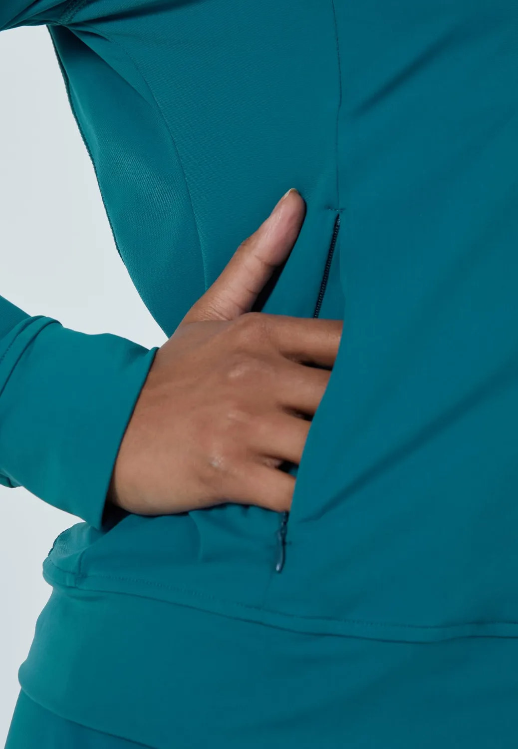 SPORTKIND Trainingsjacke ohne Kapuze Damen Weiß Taschen