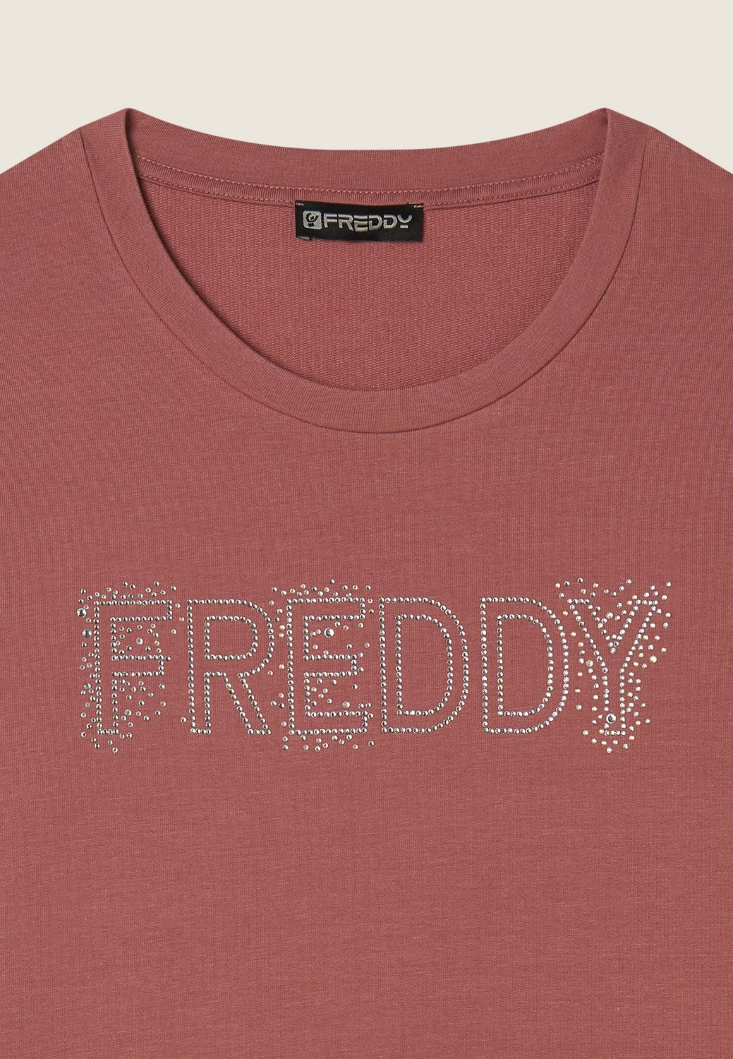 Freddy Logo Strass Sweatshirt Blau leichter French Terry