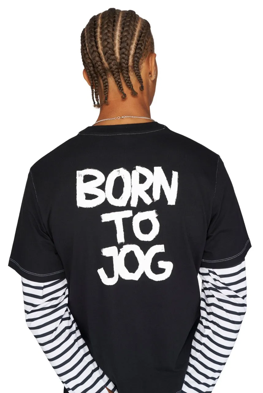 UNNA Born To Jog Tee Laufshirt schwarz Baumwolle