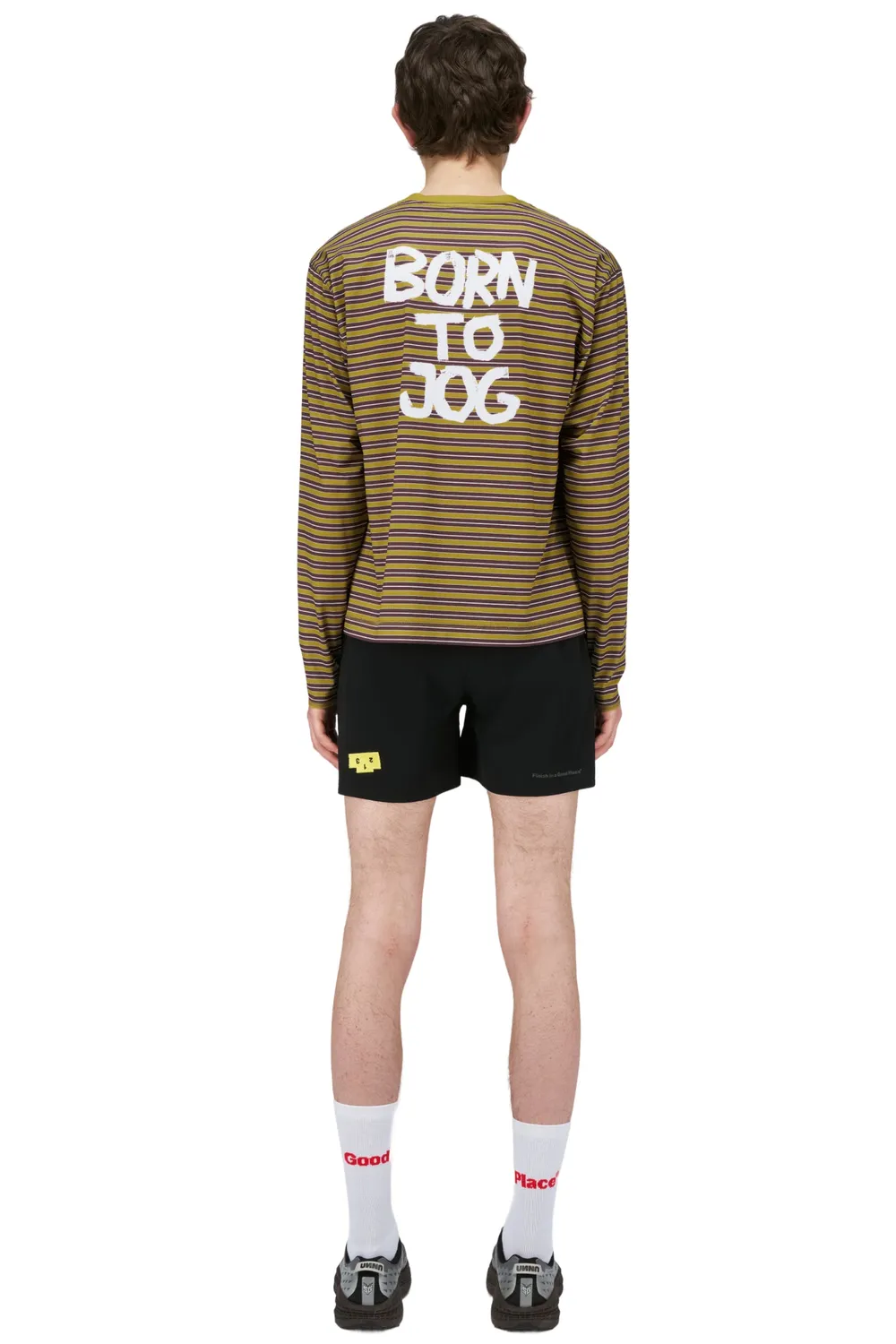 UNNA Striped LS Laufshirt Mud Gold langarm recycelt