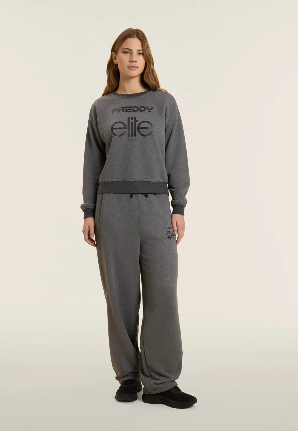 Freddy Cropped Sweatshirt Damen grau meliert