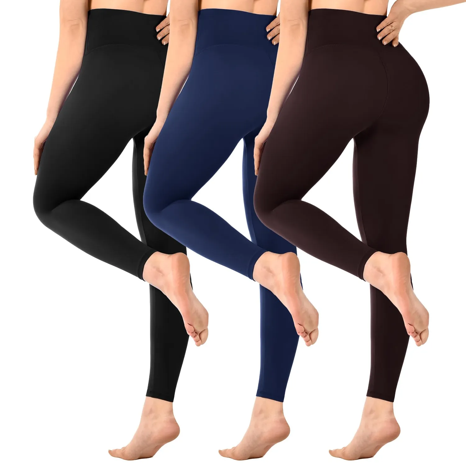 SINOPHANT Leggings High Waist Schwarz 3er blickdicht