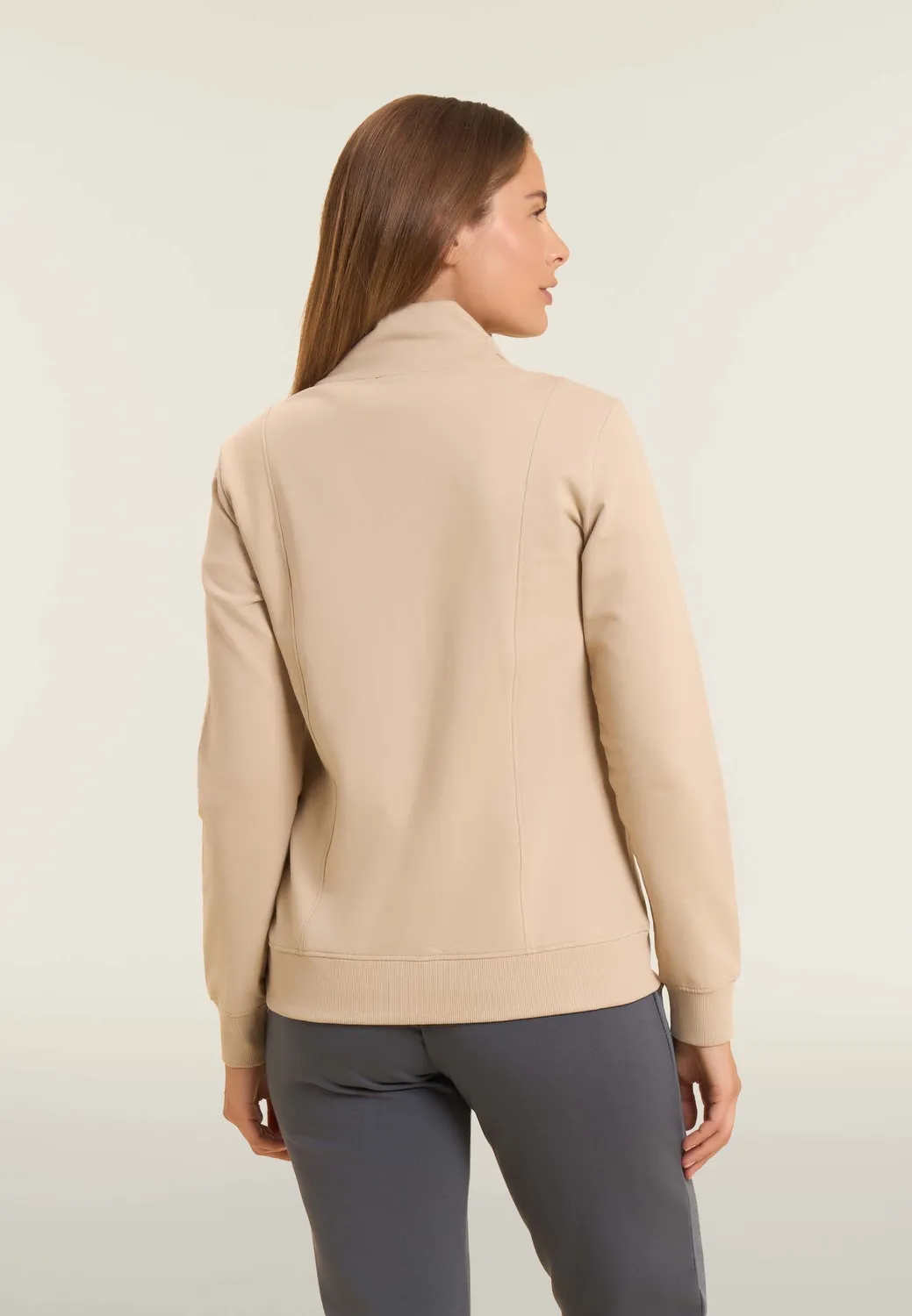 Freddy Sweatjacke Stehkragen Schwarz angeraut