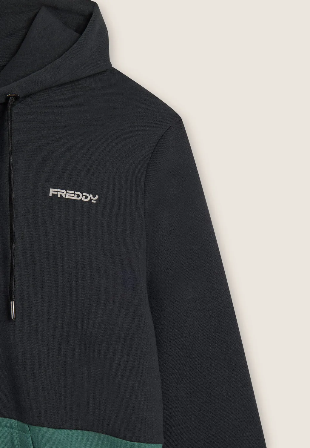 Freddy Colour Block Hoodie Herren Schwarz-Blau Baumwolle