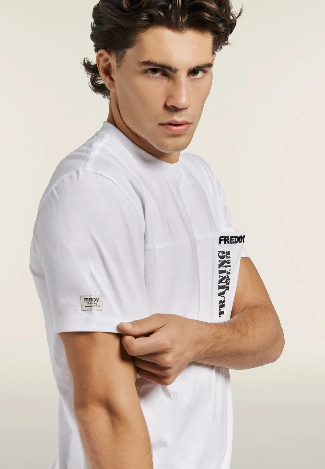 Freddy T-Shirt Herren Baumwolle Schwarz Stickerei