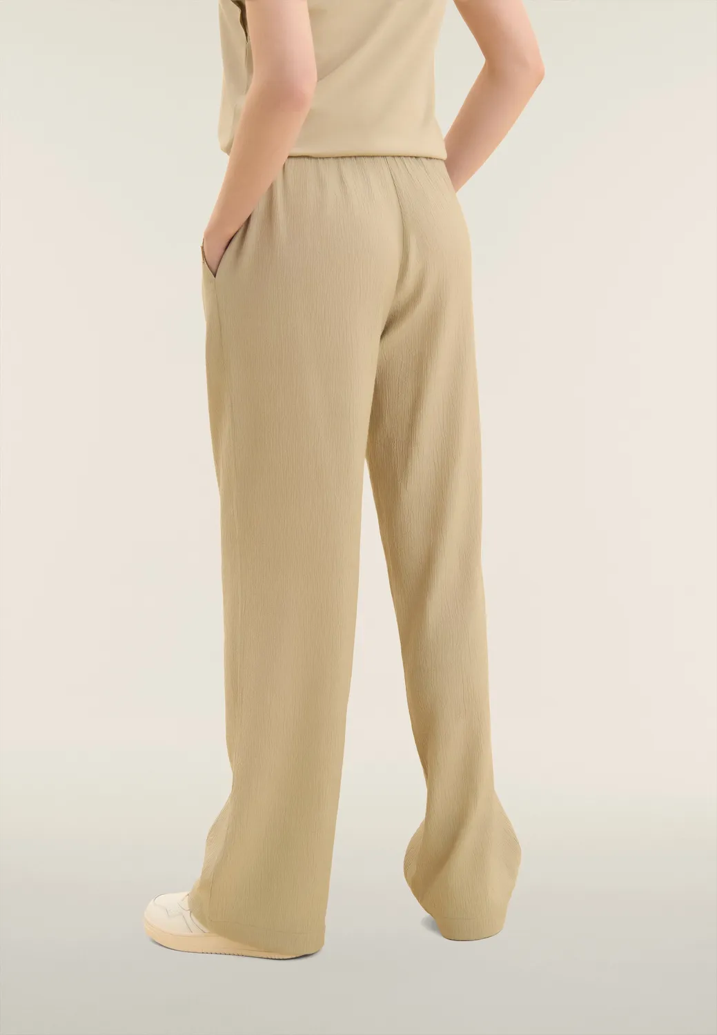 Freddy Wide-Leg Hose Damen Schwarz Crinkle Leicht