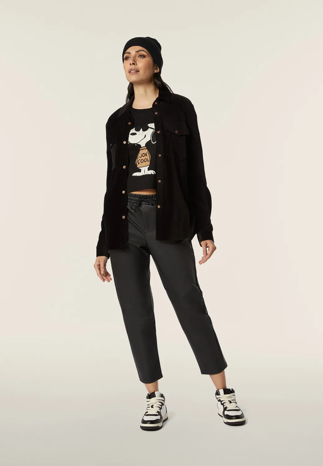 Freddy Comfort Fit Samthemd Schwarz Cord Mille Righe