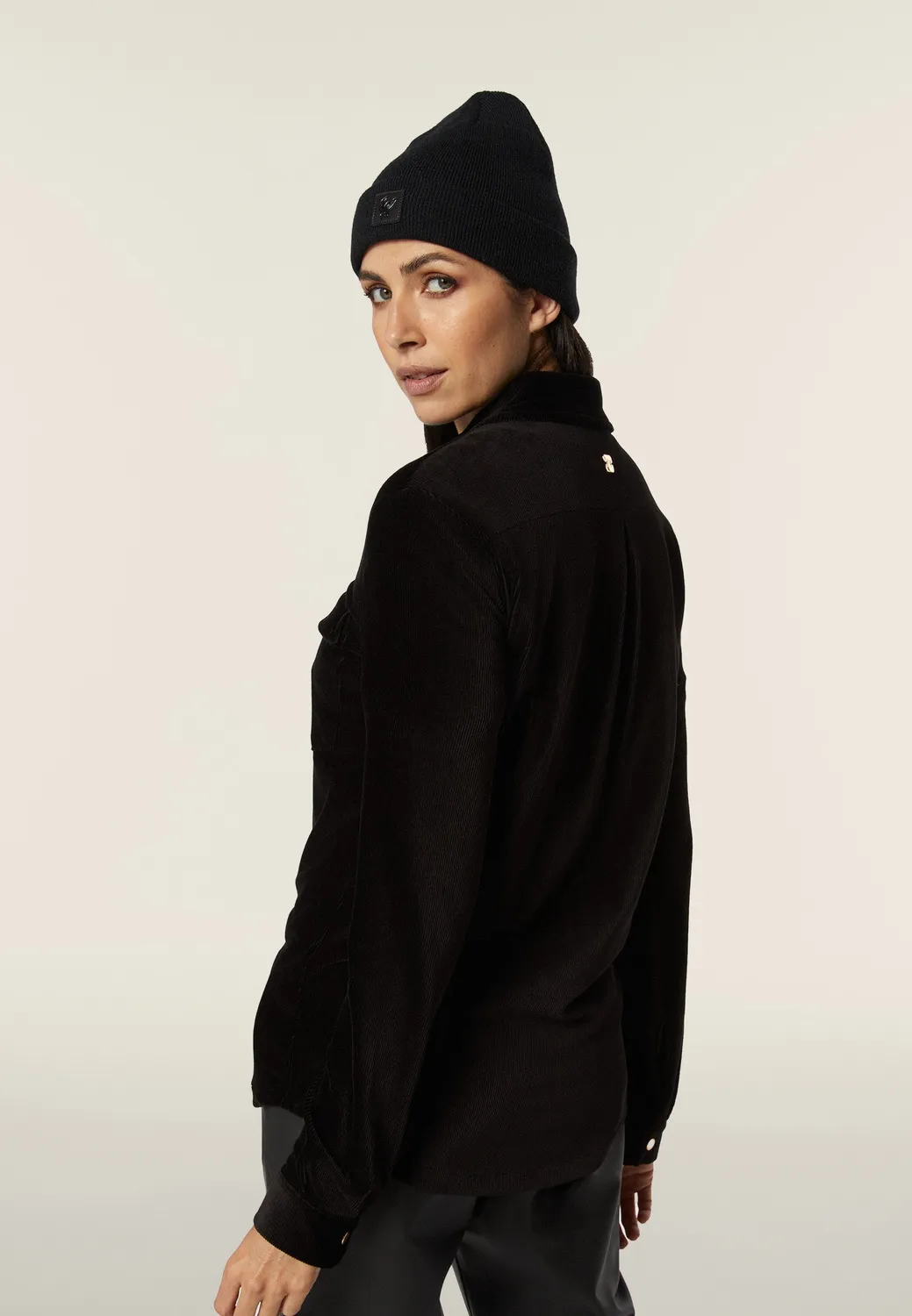 Freddy Comfort Fit Samthemd Schwarz Cord Mille Righe