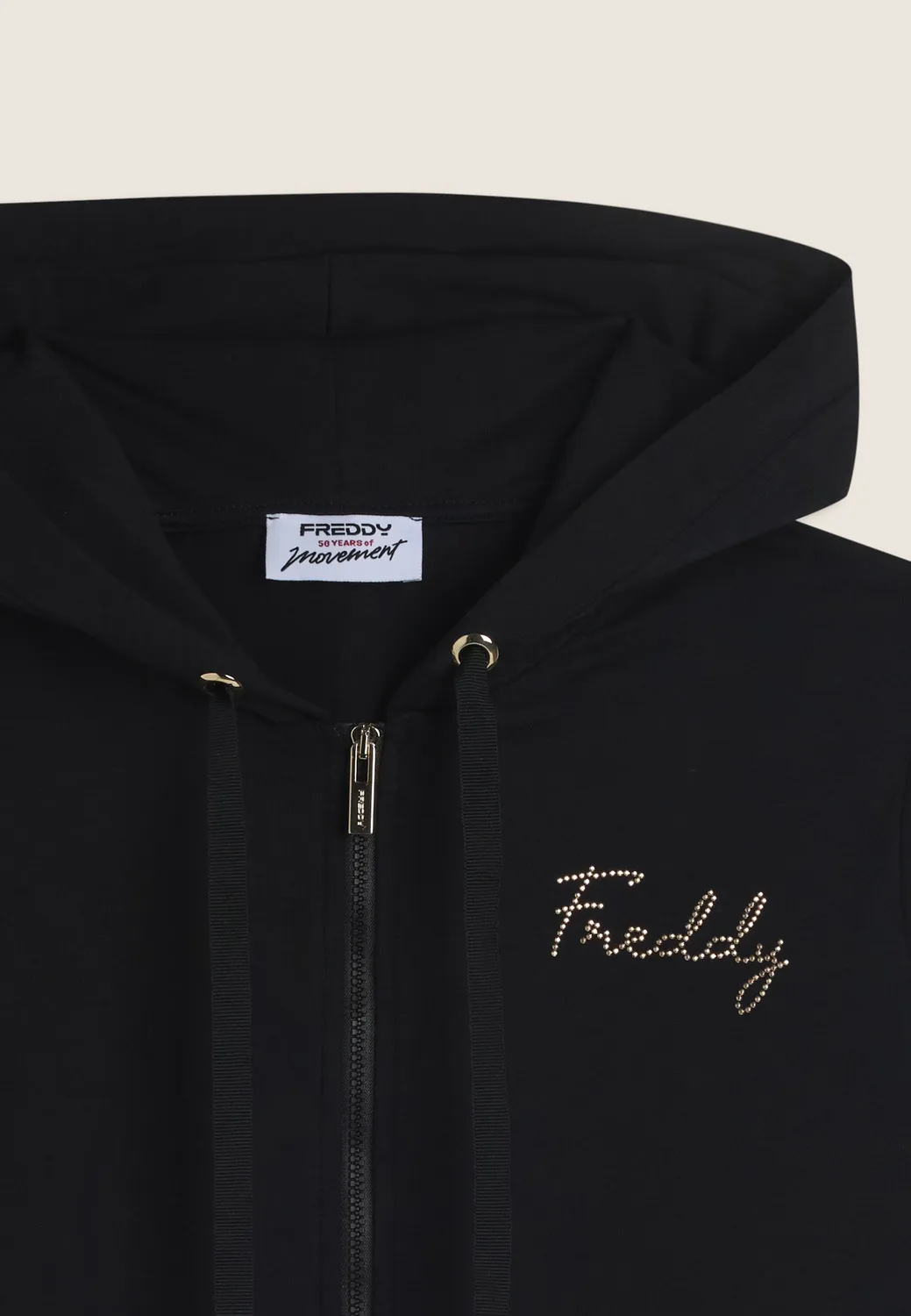 Freddy Kapuzenjacke Zip Animalier schwarz Baumwolle