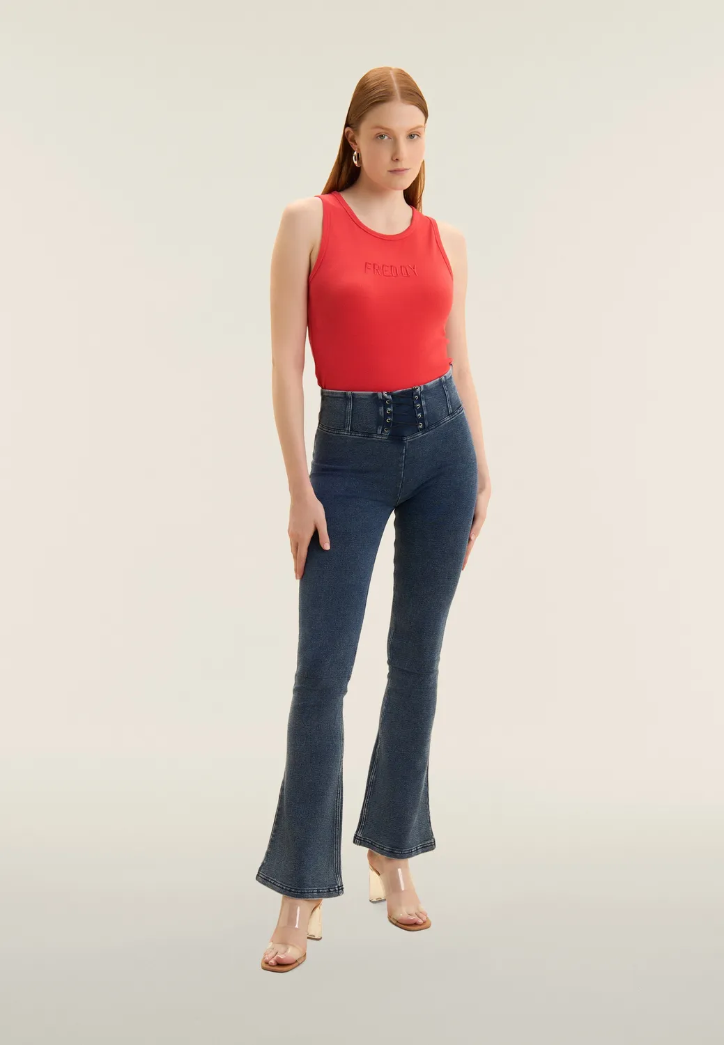 Freddy WR.UP Mini-Flare Satin Jeans Denimblau shaping