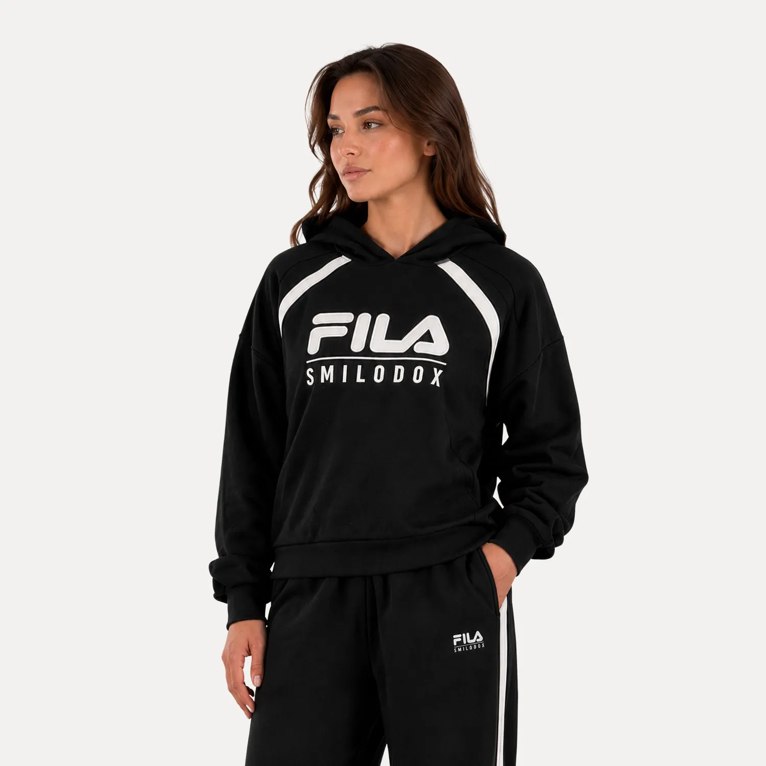 Smilodox x Fila Ardea Hoodie Damen Schwarz Cropped