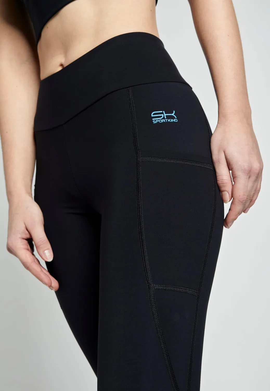 Sportkind High Waist Fitness Leggings mit Taschen XL blickdicht