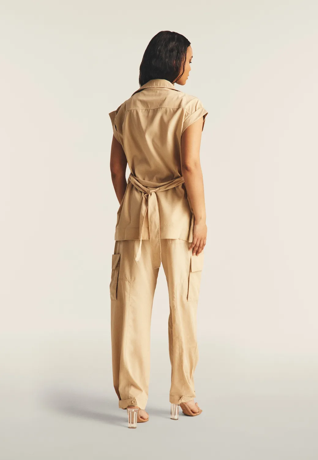 Freddy Trenchcoat Damen ärmellos Schwarz mit Gürtel