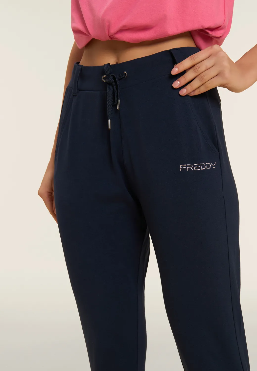Freddy Damen Sporthose Slim Baumwolle Kordelzug