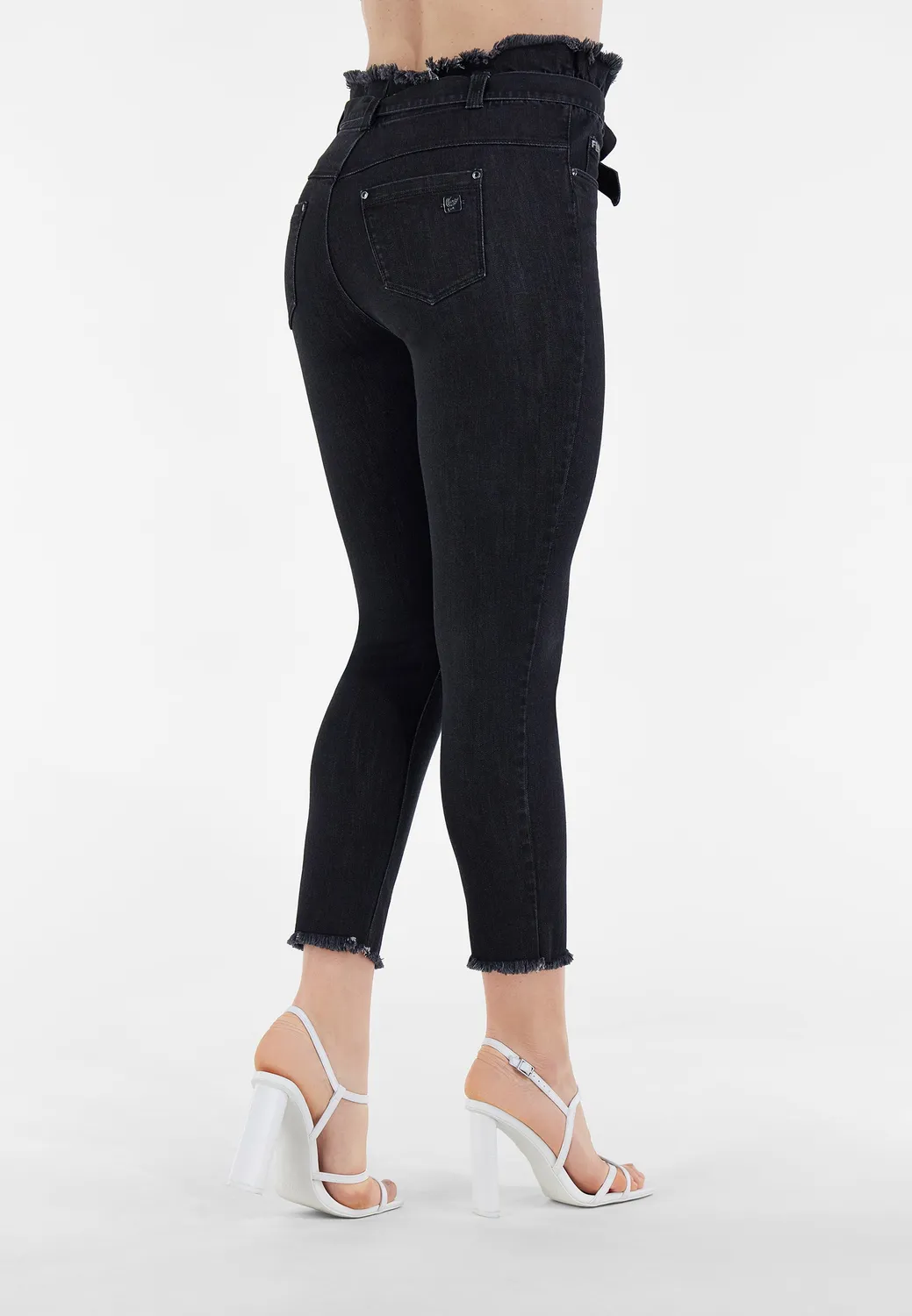 Freddy Black 7/8 Jeans High Waist Gürtel schwarz