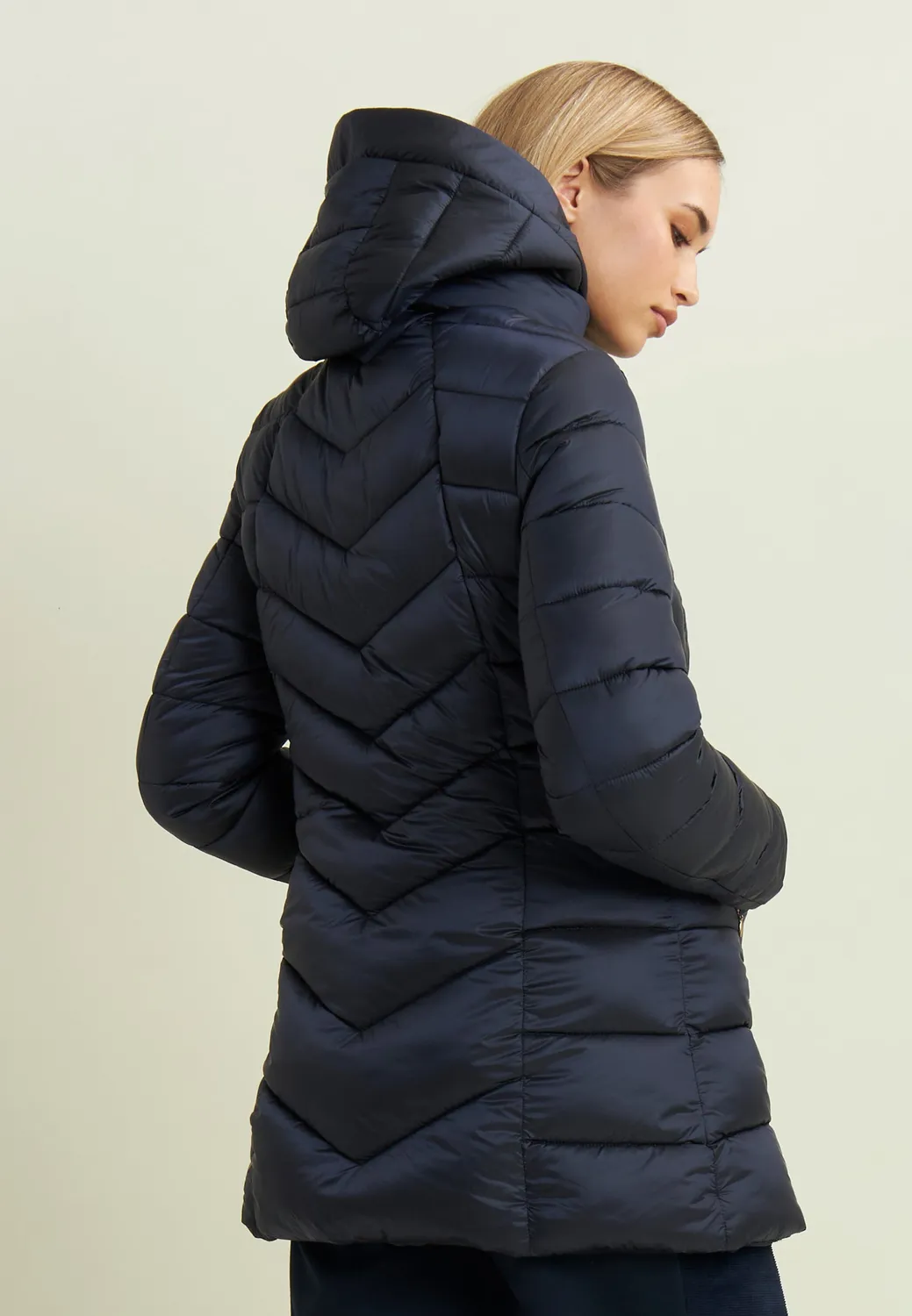 Freddy Steppjacke Daunen-Optik Kapuze schwarz warm