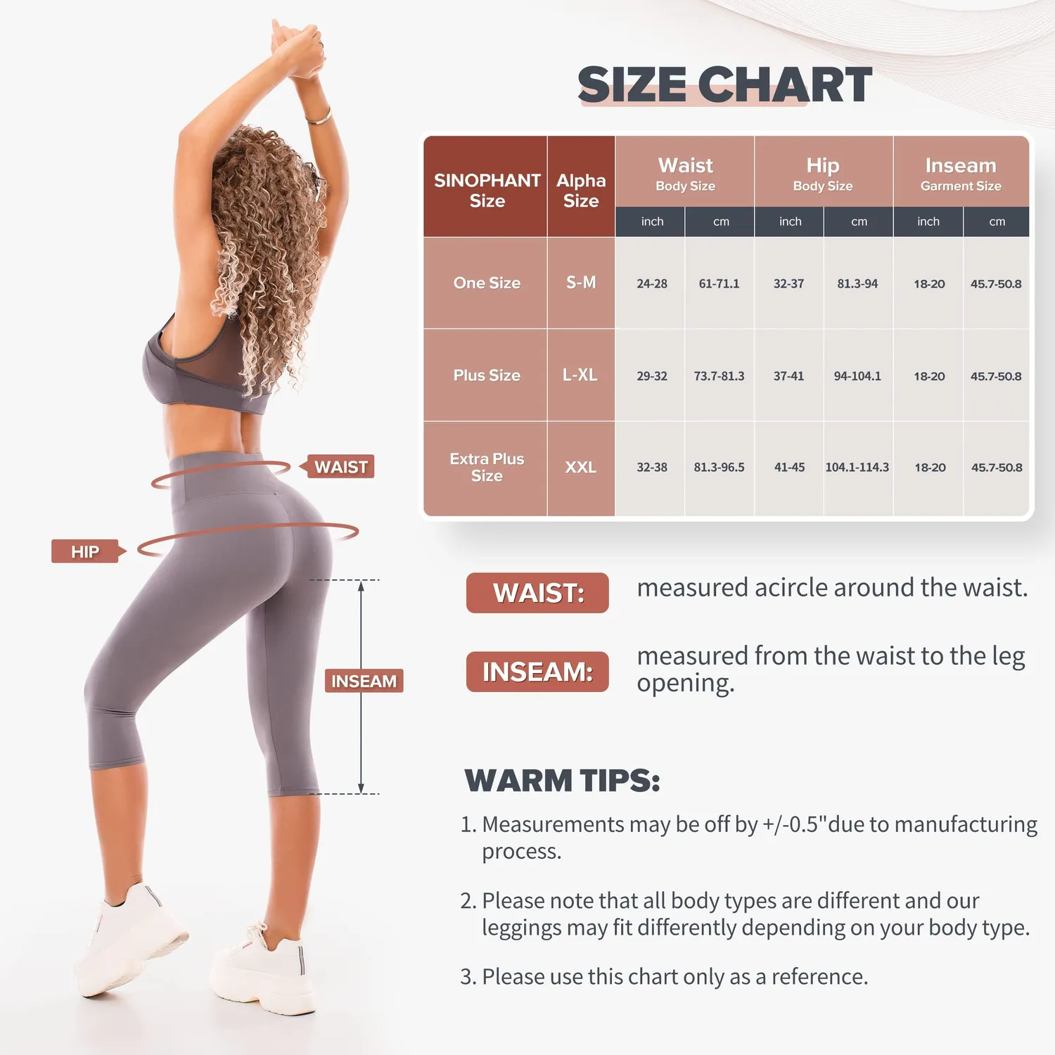 SINOPHANT 3/4 Leggings Damen High Waist 2er Pack blickdicht