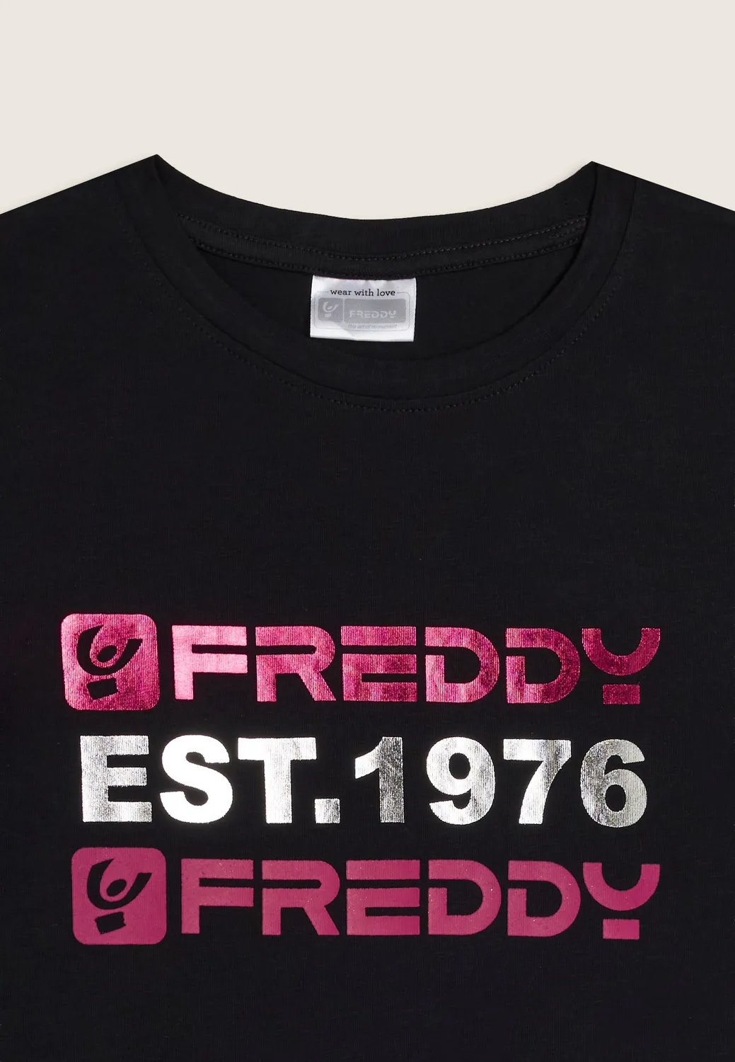 Freddy Langarm Shirt Mädchen Schwarz Metallicprint