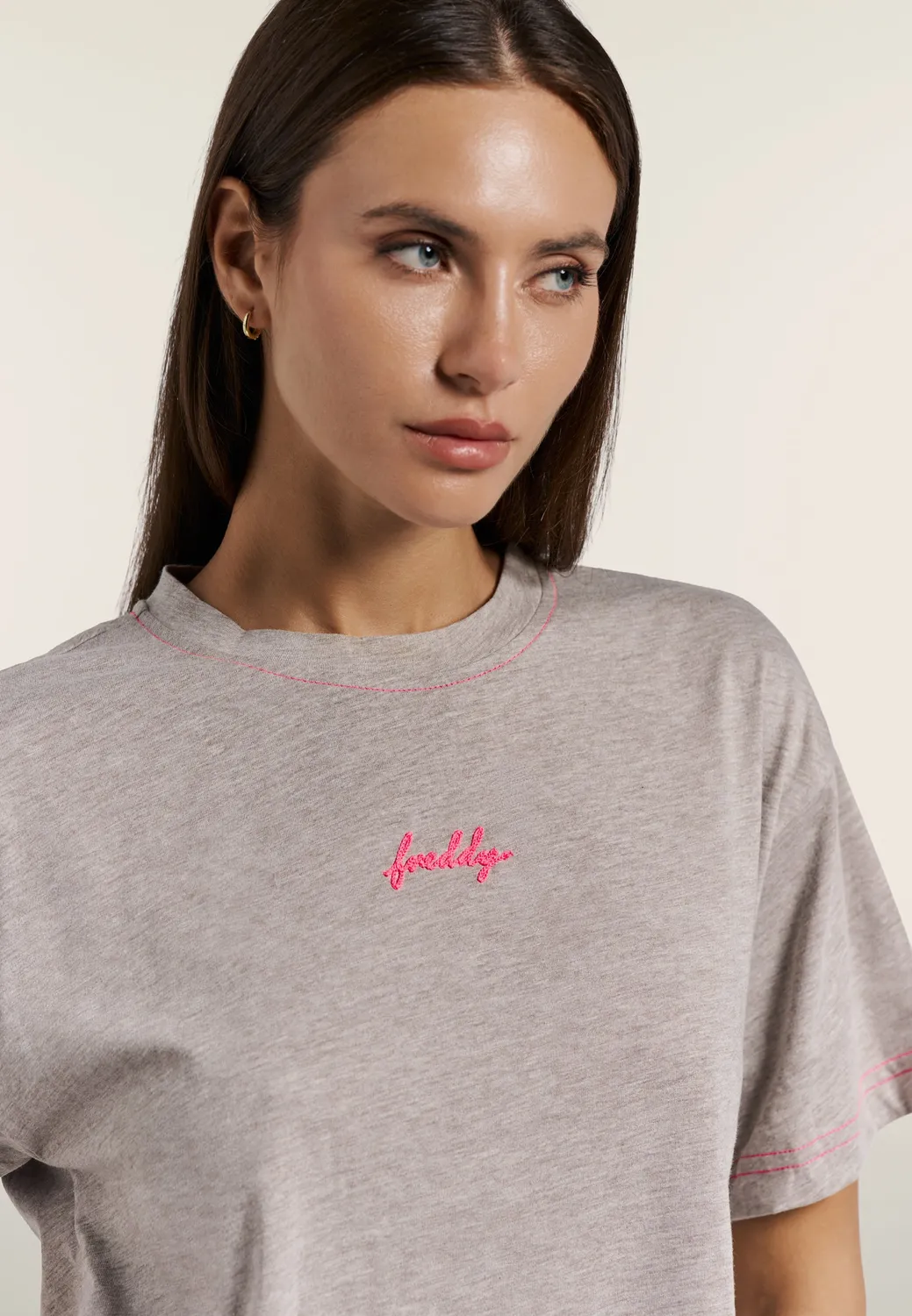 Freddy T-Shirt Damen Jersey Melange Comfort grau