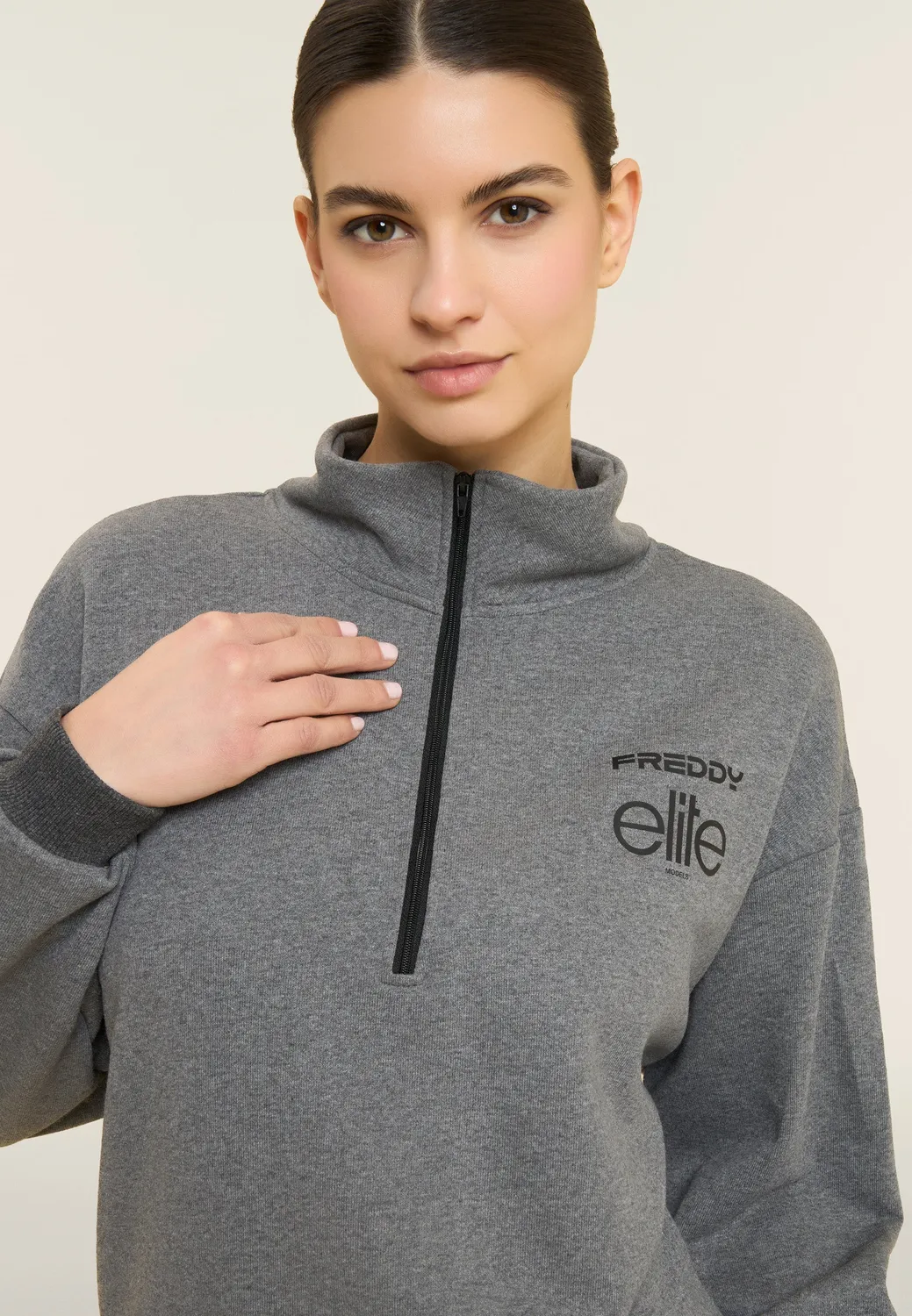 Freddy Elite Sweatshirt Damen Grau mit Half-Zip