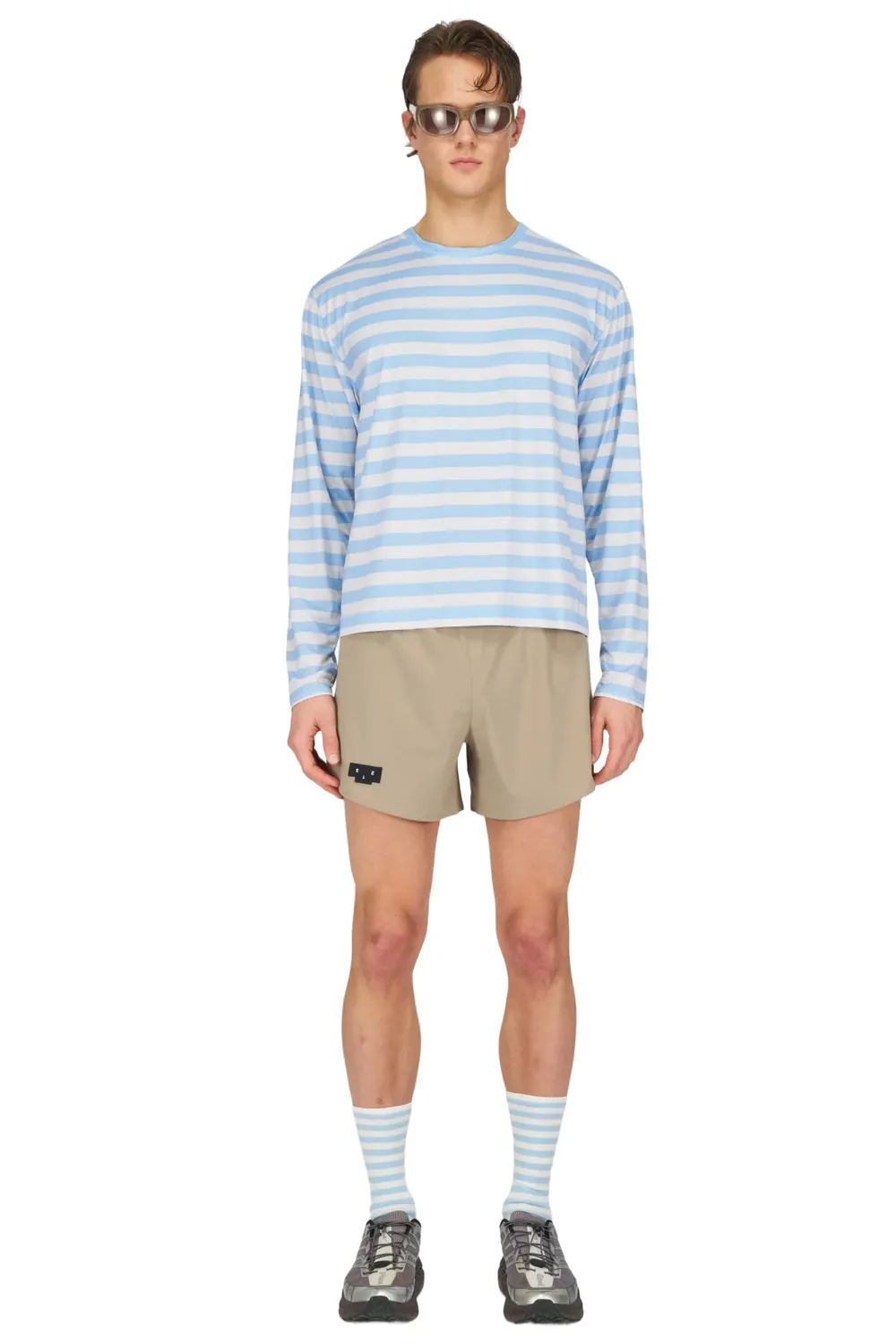 UNNA Striped LS Laufshirt Baby Blue langarm schnelltrocknend