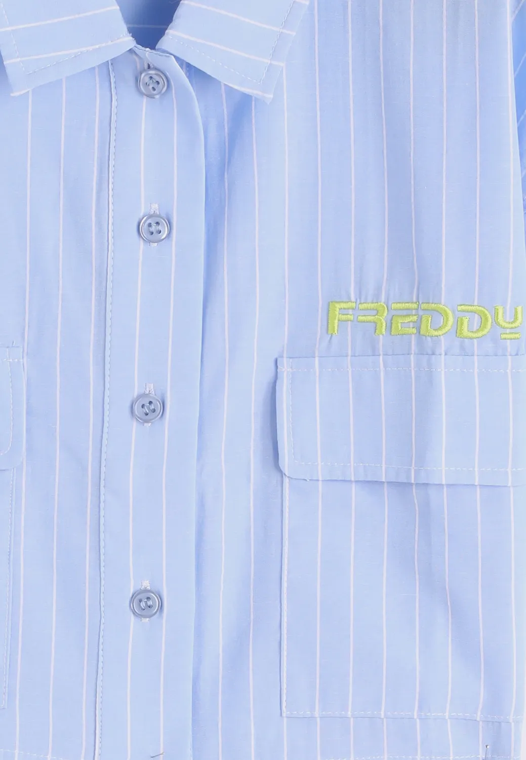 Freddy Cropped Bluse Mädchen Hellblau Gestreift Kurz