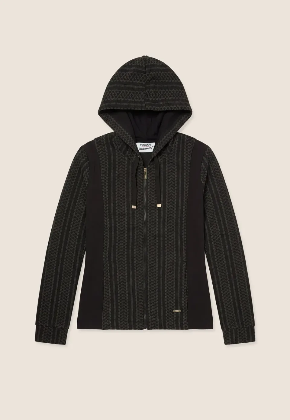 Freddy Geometrica Full-Zip Hoodie Nero wattiert